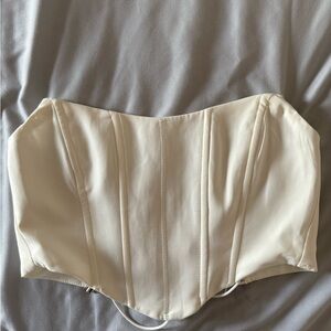 Princess Polly Cream/White Bustier Top (Size 4)